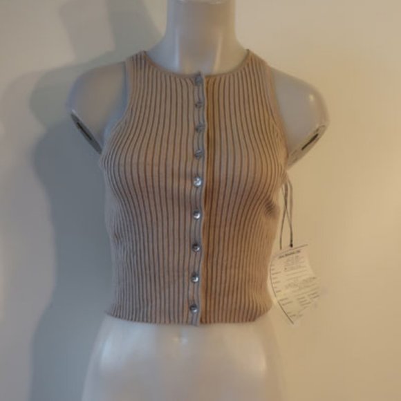 Calvin Klein Jeans Tan Ribbed Tank Top - Picture 1 of 6